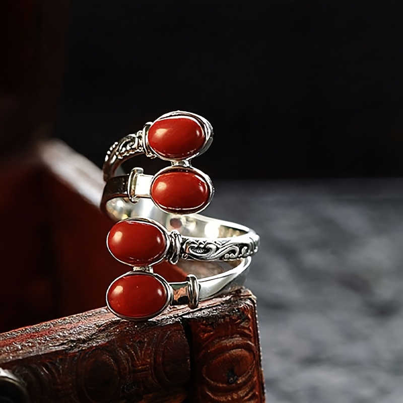 Vintage Red Turquoise Ring Exaggerated Adjustable Opening